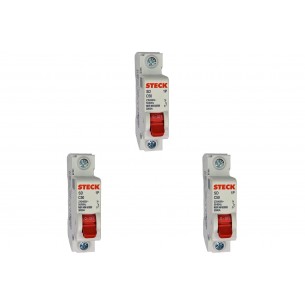 Kit C/3 - Disjuntor Steck Din Unipolar 50A Sd61 C Sdd61C50