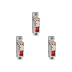 Kit C/3 - Disjuntor Steck Din Unipolar 63A Sd61 C Sdd61C63