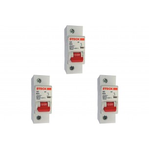 Kit C/3 - Disjuntor Steck Din Unipolar 80A Sd1 C Sdd1C80