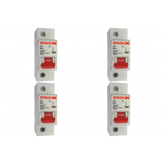 Kit C/4 - Disjuntor Steck Din Unipolar 80A Sd1 C Sdd1C80