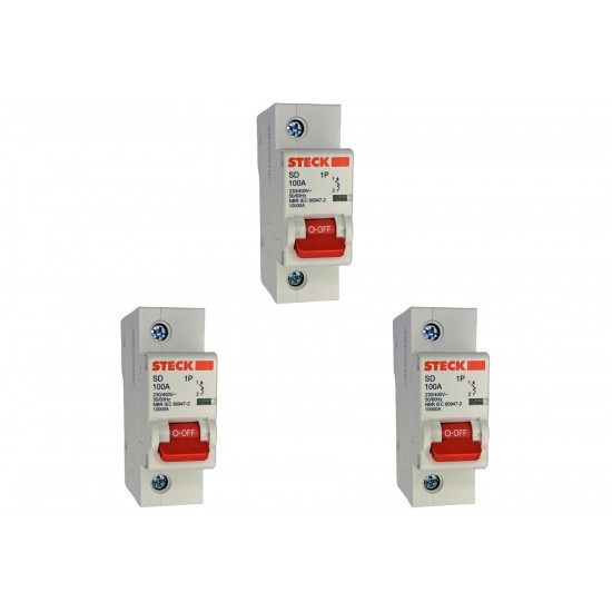 Kit C/3 - Disjuntor Steck Din Unipolar100A Sd1 C Sdd1C100