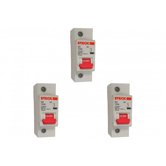 Kit C/3 - Disjuntor Steck Din Unipolar125A Sd1 C Sdd1C125