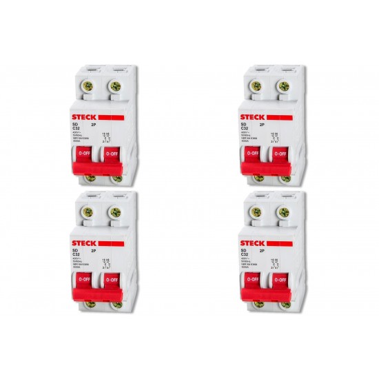Kit C/4 - Disjuntor Steck Din Bipolar 20A Sd62 C Sdd62C20 Kit C/4 - Disjuntor Steck Din Bipolar 20A Sd62 C Sdd62C20