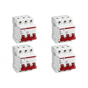 Kit C/4 - Disjuntor Steck Din Tripolar 20A Sd63 C Sdd63C20