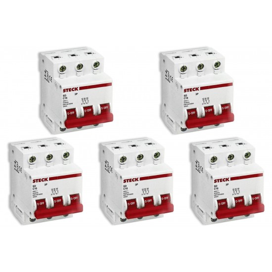 Kit C/5 - Disjuntor Steck Din Tripolar 40A Sd63 C Sdd63C40