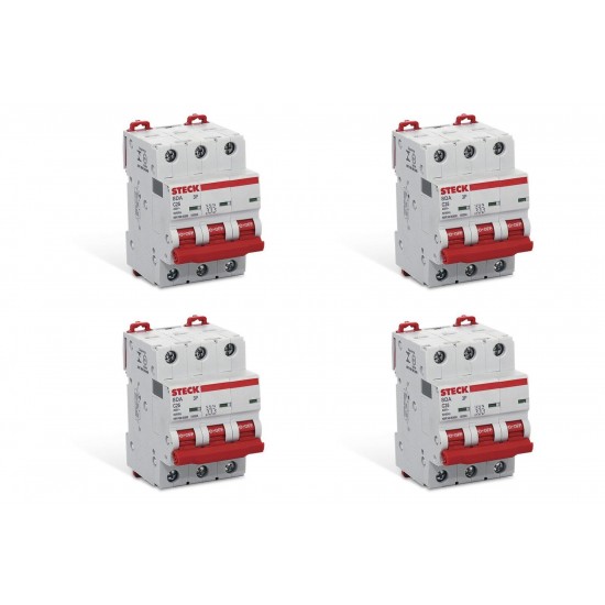 Kit C/4 - Disjuntor Steck Din Tripolar100A Sd3 C Sdd3C100