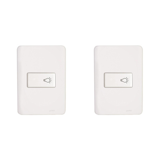 Kit C/2 - Conjunto Perlex Aros 4X2 Branco Com Placa(1Camp... Kit C/2 - Conjunto Perlex Aros 4X2 Branco Com Placa(1Camp...