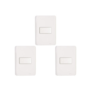 Kit C/3 - Conjunto Perlex Aros 4X2 Branco Com Placa(1Para...