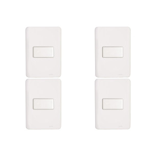 Kit C/4 - Conjunto Perlex Aros 4X2 Branco Com Placa(1Para...