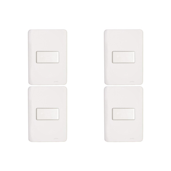 Kit C/4 - Conjunto Perlex Aros 4X2 Branco Com Placa(1Para...