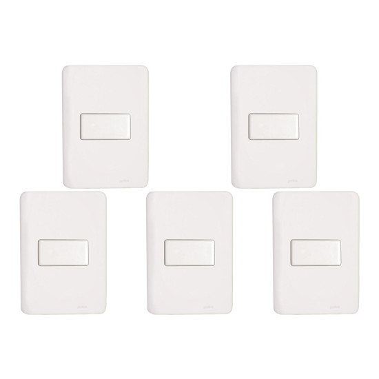 Kit C/5 - Conjunto Perlex Aros 4X2 Branco Com Placa(1Para...