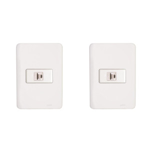 Kit C/2 - Conjunto Perlex Aros 4X2 Branco Com Placa(1Toma...