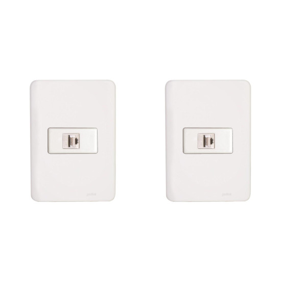 Kit C/2 - Conjunto Perlex Aros 4X2 Branco Com Placa(1Toma... Kit C/2 - Conjunto Perlex Aros 4X2 Branco Com Placa(1Toma...