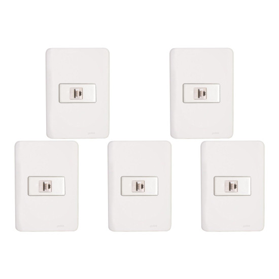 Kit C/5 - Conjunto Perlex Aros 4X2 Branco Com Placa(1Toma... Kit C/5 - Conjunto Perlex Aros 4X2 Branco Com Placa(1Toma...