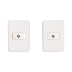 Kit C/2 - Conjunto Perlex Aros 4X2 Branco Com Placa(1Toma...