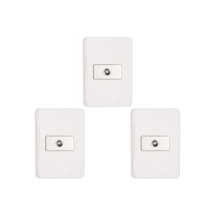 Kit C/3 - Conjunto Perlex Aros 4X2 Branco Com Placa(1Toma...
