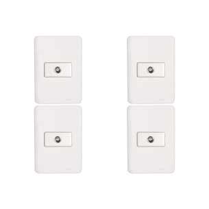 Kit C/4 - Conjunto Perlex Aros 4X2 Branco Com Placa(1Toma...