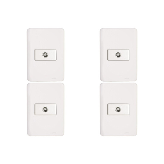 Kit C/4 - Conjunto Perlex Aros 4X2 Branco Com Placa(1Toma...