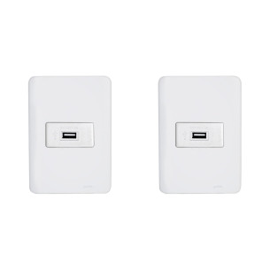 Kit C/2 - Conjunto Perlex Aros 4X2 Branco Com Placa(1Toma...