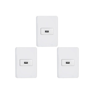 Kit C/3 - Conjunto Perlex Aros 4X2 Branco Com Placa(1Toma...