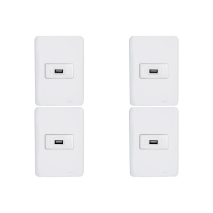 Kit C/4 - Conjunto Perlex Aros 4X2 Branco Com Placa(1Toma...