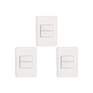 Kit C/3 - Conjunto Perlex Aros 4X2 Branco Com Placa(2Simp...