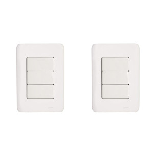 Kit C/2 - Conjunto Perlex Aros 4X2 Branco Com Placa(3Simp...