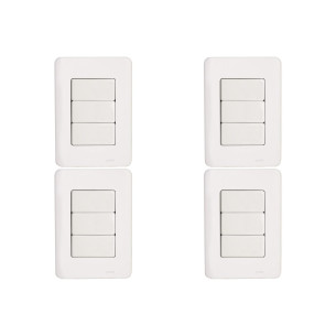 Kit C/4 - Conjunto Perlex Aros 4X2 Branco Com Placa(3Simp...