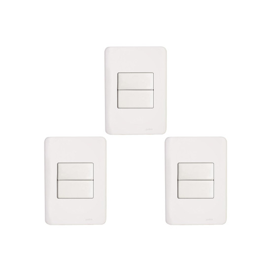 Kit C/3 - Conjunto Perlex Aros 4X2 Branco Com Placa(2Para...
