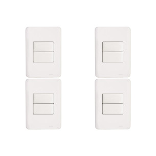 Kit C/4 - Conjunto Perlex Aros 4X2 Branco Com Placa(2Para...