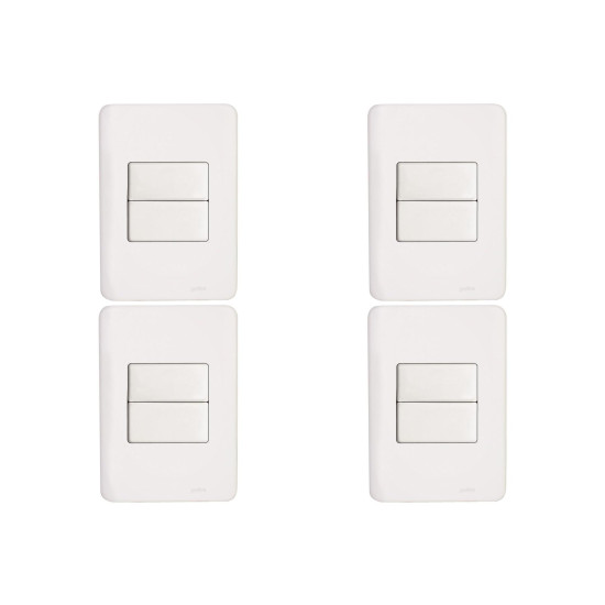 Kit C/4 - Conjunto Perlex Aros 4X2 Branco Com Placa(2Para...