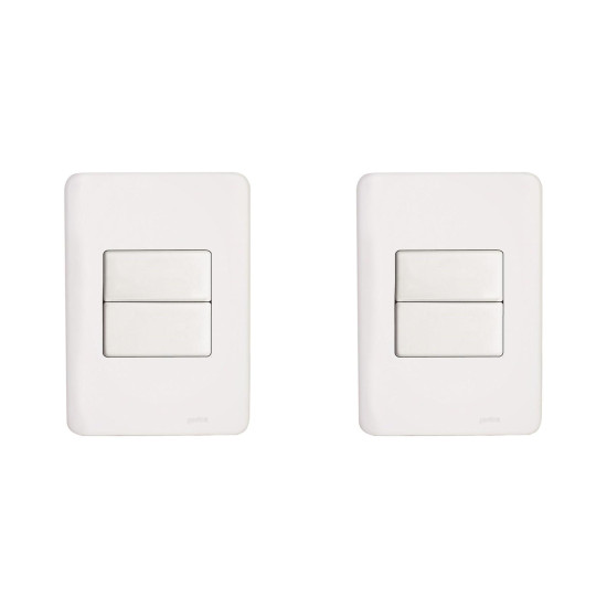 Kit C/2 - Conjunto Perlex Aros 4X2 Branco Com Placa(1Simp... Kit C/2 - Conjunto Perlex Aros 4X2 Branco Com Placa(1Simp...