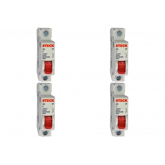 Kit C/4 - Disjuntor Steck Din Unipolar 04A   Sdd61C04