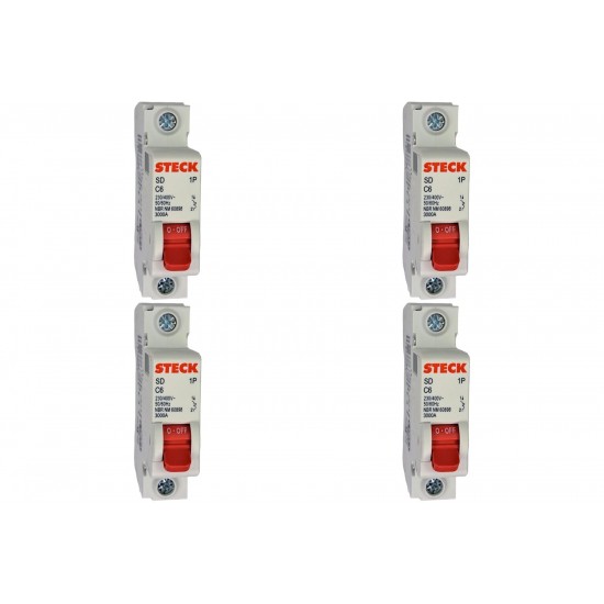 Kit C/4 - Disjuntor Steck Din Unipolar 06A   Sdd61C06