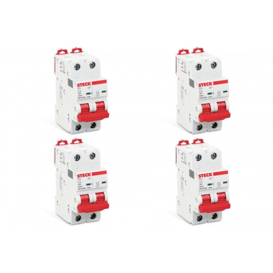 Kit C/4 - Disjuntor Steck Din Bipolar 02A Sdd62C02 Kit C/4 - Disjuntor Steck Din Bipolar 02A Sdd62C02