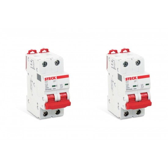 Kit C/2 - Disjuntor Steck Din Bipolar 06A Sdd62C06 Kit C/2 - Disjuntor Steck Din Bipolar 06A Sdd62C06