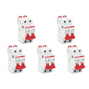 Kit C/5 - Disjuntor Steck Din Bipolar 06A   Sdd62C06