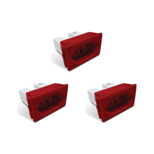 Kit C/3 - Tomada Painel Steck Com Borne 20A 250V Vermelha...