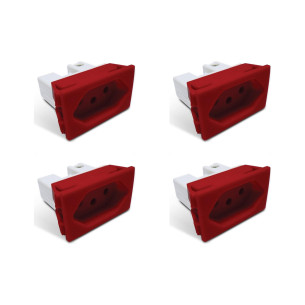 Kit C/4 - Tomada Painel Steck Com Borne 20A 250V Vermelha...