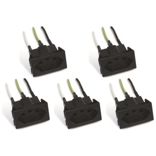 Kit C/5 - Tomada Painel Steck Com Cabo 10A 250V Preta S8628