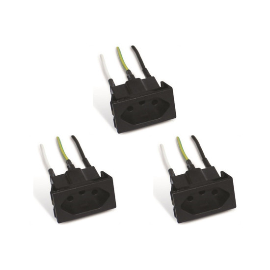 Kit C/3 - Tomada Painel Steck Com Cabo 20A 250V Preta S8629 Kit C/3 - Tomada Painel Steck Com Cabo 20A 250V Preta S8629