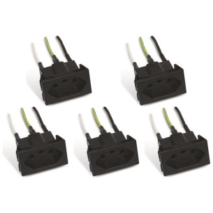 Kit C/5 - Tomada Painel Steck Com Cabo 20A 250V Preta S8629
