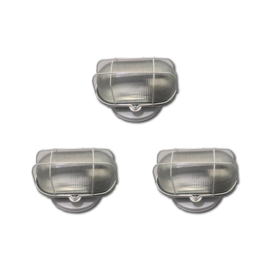 Kit C/3 - Luminaria Tartaruga Chapa Elite Branca Com Vidr... Kit C/3 - Luminaria Tartaruga Chapa Elite Branca Com Vidr...