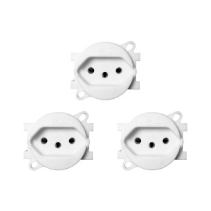 Kit C/3 - Tomada Piso Perlex 2 Polos +Terra 10A Branca 57...