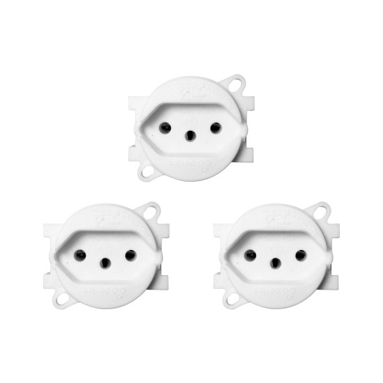Kit C/3 - Tomada Piso Perlex 2 Polos +Terra 10A Branca 57...