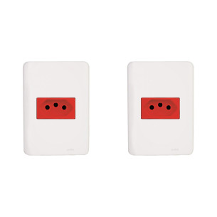 Kit C/2 - Conjunto Perlex Aros 4X2 Branco Com Placa(1Toma...