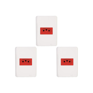 Kit C/3 - Conjunto Perlex Aros 4X2 Branco Com Placa(1Toma...