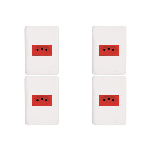 Kit C/4 - Conjunto Perlex Aros 4X2 Branco Com Placa(1Toma...
