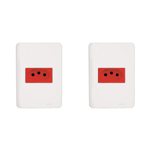 Kit C/2 - Conjunto Perlex Aros 4X2 Branco Com Placa(1Toma...