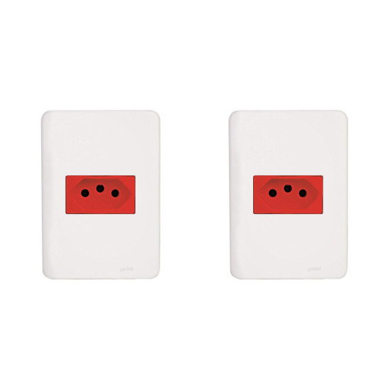 Kit C/2 - Conjunto Perlex Aros 4X2 Branco Com Placa(1Toma... Kit C/2 - Conjunto Perlex Aros 4X2 Branco Com Placa(1Toma...